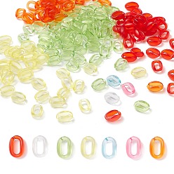 Mixed Color 490Pcs 7 colors Transparent Acrylic Linking Rings, Quick Link Connectors, for Cable Chains Making, Oval, Mixed Color, 15.5x11x6mm, Inner Diameter: 4.5x10.5mm, 70pcs/color