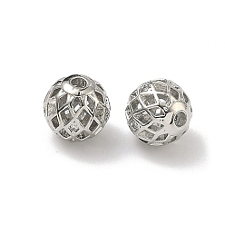 Платина Латунные микропаве из прозрачного кубического циркония, без кадмия и без свинца, стойки покрытие, долговечный, полый круглый, платина, 8 мм, отверстие : 1.5 мм