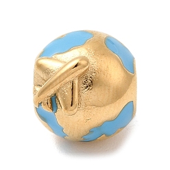 Золотой 304 эмаль нержавеющей стали европейские шарики, бусины с большим отверстием, раунд с самолетом, ионное покрытие (ip), золотые, 10.5x9.5x12.5 мм, отверстие : 4 мм