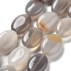 Серый агат Серые натуральные бусины из агата , Плоско-овальные, 18~18.5x13~13.5x6~6.5 мм, отверстие : 1.2 мм, около 11 шт / нитка, 7.76 дюйм (19.7 см)