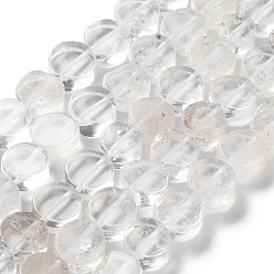 Хрусталь Природных кристаллов кварца бисер нитей, плоские круглые бусины из горного хрусталя, 11~12x5.5~6.5 мм, отверстие : 0.8 мм, около 34 шт / нитка, 15.35 дюйм (39 см)