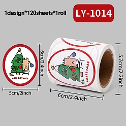 Круглые 120 круглые бумажные рождественские наклейки-рулоны, декоративные наклейки для подарков, вечеринка, круглые, 60x50x0.1 мм
