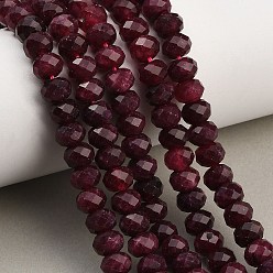 Rouge Foncé Rangs de perles de jade blanc naturel teintées et facettées, rondelle, rouge foncé, 8x5.5~6mm, Trou: 1mm, Environ 64~66 pcs/chapelet, 14.76~15.16'' (37.5~38.5 cm)