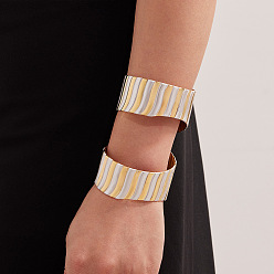 Золотой 304 эмалированные браслеты-манжеты из нержавеющей стали, широкие браслеты для женщин, без кадмия, без никеля и без свинца, золотые, 1-5/8 дюйм (4 см), внутренний диаметр: 2-1/2 дюйм (6.35 см)