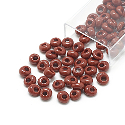 (46L) Opaque Terra Cotta TOHO Japanese Fringe Seed Beads, Opaque Glass Round Hole Rocailles Seed Beads, (46L) Opaque Terra Cotta, 6x5.5~5.8mm, Hole: 2mm, about 1500pcs/Pound, 450g/Pound