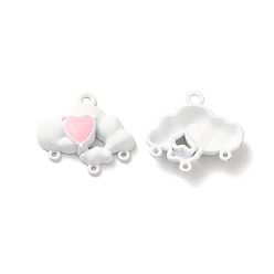 Белый Сплав ссылки люстра компонент, окрашеные, без свинца и без кадмия, облако с сердцем, белые, 19x21x4.5 мм, отверстие : 1.8 мм