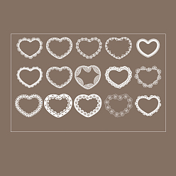 Сердце 30шт 15 стили домашнее животное подушечки для вырезок из полого кружева, для альбома для вырезок diy, справочная бумага, украшение дневника, Сердце Pattern, 80x60 мм, 2 шт / стиль