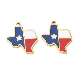 Golden 304 Stainless Steel Enamel Pendants, Map Charms, Ion Plating(IP), Golden, 19.5x18x1.5mm, Hole: 1.6mm