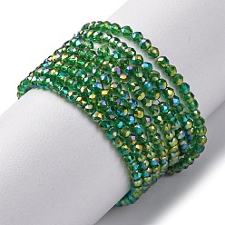 Морско-зеленый Прозрачные стеклянные бусины гальваническим пряди, круглые бусины нити граненые, цвета морской волны, 2 мм, отверстие : 0.6 мм, около 194~195 шт / нитка, 14.17~14.49'' (36~36.8 см)