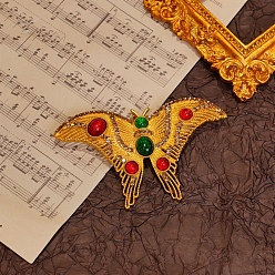 Сиамский Броши-бабочки из сплава в стиле ретро со стразами, золотые, Сиам, 51.5x85.5 мм