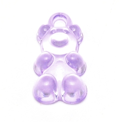 Lilac Transparent Acrylic Pendants, Bear, Lilac, 21x11.5x7mm, Hole: 2.1mm