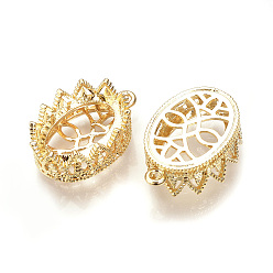 Настоящее золото 18K Латунные подвески кабошон с открытой спиной, овальные, без никеля , реальный 18 k позолоченный, лоток : 18x13 мм, 23x16x8 мм, отверстие : 1.5 мм