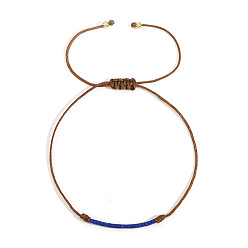 Кокосово-Коричневый Браслеты из бисера ручной работы, плетеные из стеклянных бусин, регулируемые плетеные браслеты из волоконного шнура для женщин, колонка, кокосового коричневый