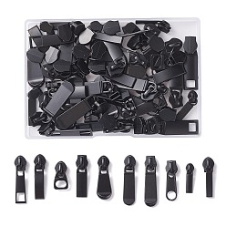 Electrophoresis Black Zinc Alloy Zipper Slider, Garment Accessories, Cadmium Free & Lead Free, Electrophoresis Black, 48pcs/box