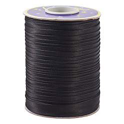 Negro Cinta de raso de poliéster de una cara, negro, 5/8 pulgada (14~15 mm), aproximadamente 80 m / rollo
