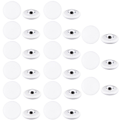 Белый 30шт. 1отверстия из искусственной кожи, алюминиевые кнопки, плоско-круглые, белые, 23 мм, отверстие : 3 мм