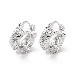 Платинированный Латунные серьги обруча, долговечный, Реальная платина, 18.5x18.5x8 мм, штифты : 0.8 мм