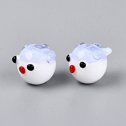 Lilac Handmade Lampwork Beads, Puffer, Lilac, 12~14x12~14x16~18mm, Hole: 1.2~1.5mm