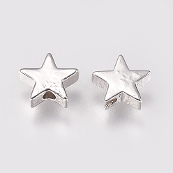 Платина Латунные бусины, звезда, платина, 8x8x2.5 мм, отверстие : 1.5 мм
