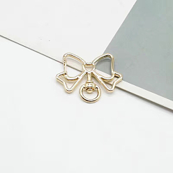 Light Gold Поворотные застежки для ключей из сплава с бантом, брелок для ключей, золотой свет, 39x33 мм