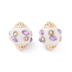 Белый Дым Индонезийские бусины ручной работы, с сплава и стекла, двухконусные, золотые, серый, 19x16 мм, отверстие : 1.5 мм