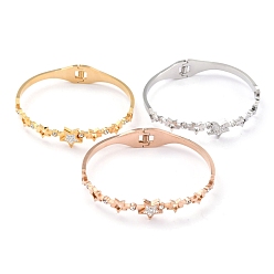 Mixed Color 304 Stainless Steel Bangles, with Polymer Clay Rhinestone, Star, Crystal, Mixed Color, Inner Diameter: 1-7/8x2-3/8 inch(4.75x5.95cm)