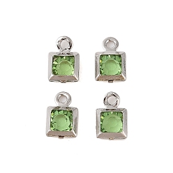 Седло Коричневый Стеклянные подвески из латуни с покрытием стойки, без кадмия и без свинца, долговечный, квадратный, платина, седло коричневый, 7x4.5x2 мм, отверстие : 1 мм