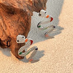 Нержавеющая Сталь Цвет 304 серьги из нержавеющей стали эмаль, змея, цвет нержавеющей стали, 40x23 мм