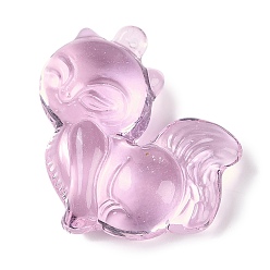 Бледно-Розовый Стеклянные подвески, лиса прелести, розовый жемчуг, 36.5x34.5x12 мм, отверстие : 0.8 мм