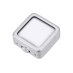 Серебро Железные свободные коробки для демонстрации драгоценных камней, стеклянные верхние витрины для ювелирных изделий с губкой внутри, квадратный, серебряные, 4x4x1.65 см