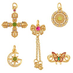 Золотой 4подвески из латуни с кубическим цирконием, для ювелирных изделий ожерелье браслет серьги изготовление ремесел, разнообразные, золотые, 15x11 мм