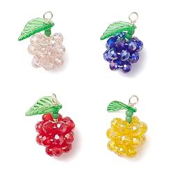 (52) Непрозрачная лаванда 4 шт. Стеклянные подвески, малина, с акриловой и серебряно-медной проволокой, граненые, разноцветные, 20.5~21.5x15~17x11.5~12.5 мм, отверстие : 2 мм