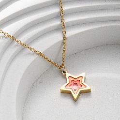Звезда 304 ожерелья с геометрическими подвесками из нержавеющей стали для женщин, реальный 18 k позолоченный, salmon, звезда, 18.11 дюйм (46 см)