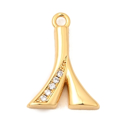 Letter A Латунные микро проложить кубического циркония подвески, без никеля , реальный 18 k позолоченный, буква a, 18x13x3 мм, отверстие : 1.6 мм