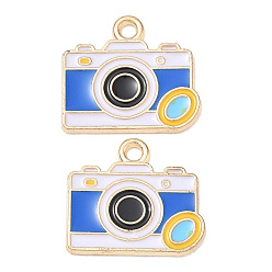 Golden Alloy Enamel Pendants, Camera Charms, Golden, 15x17x1mm, Hole: 1.6mm