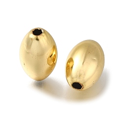 Настоящее золото 18K Стойки обшивки латунные бусины, долговечный, без свинца и без кадмия, рис, реальный 18 k позолоченный, 16x10.5 мм, отверстие : 2.5 мм