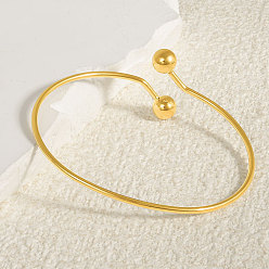 Настоящее золото 18K Европейский стиль 304 браслеты-манжеты из нержавеющей стали, браслеты с крутящим моментом для женщин, реальный 18 k позолоченный, внутренний диаметр: 2-5/8 дюйм (6.8 см)