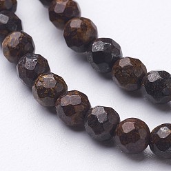 Bronzite Natural Bronzite Bead Strands, Faceted(64 Facets), Round, 4~4.5mm, Hole: 0.5mm, about 88~98pcs/strand, 14.5~15.1 inch(370~385mm)