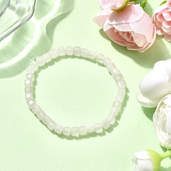 Розовый Кварц Браслеты из натуральных кубических бусин розового кварца для мужчин и женщин, граненые, внутренний диаметр: 2-1/8 дюйм (5.5 см)