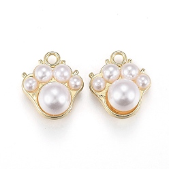 Light Gold Ювелирные изделия из сплава акриловые подвески, с петлями, лапы медведя, золотой свет, 15x13x7.5 мм, отверстие : 2 мм