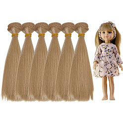Темный Хаки 6 комплекты новых женских аксессуаров для волос, длинные и прямые накладные волосы с волшебной лентой для хвостиков, высокотемпературных париков, синтетические волосы, Темный хаки, 150 мм, 1 м / пачка