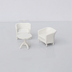 Белый Пластиковые миниатюрные украшения, аксессуары для домашнего кукольного домика с микро-ландшафтом, столы и стулья, белые, 30~35x25~30 мм