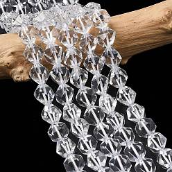 Хрусталь Синтетический кристалл кварца бусины нити, звезды вырезать круглые бусы, граненые, 9~10x9~10x9~10 мм, отверстие : 1~1.4 мм, около 38~40 шт / нитка, 14.88'' (15.08'' см)