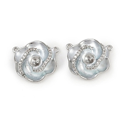 Платина Медные залоги, с кубического циркония и эмали, цветок, платина, 14.5x16x5.5 мм, отверстие : 1 мм, штифты : 0.7 мм
