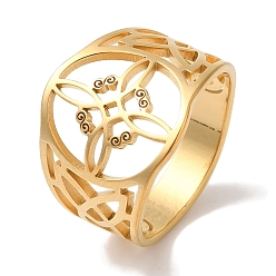 Настоящее золото 18K 304 полые кольца из нержавеющей стали с широкими пальцами для женщин, реальный 18 k позолоченный, внутренний диаметр: 17 мм