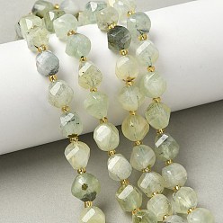 Пренит Природные пренит нитей бисера, с бисером, граненые, твист, 10x9~10x9~10 мм, отверстие : 1 мм, около 33~34 шт / нитка, 15.04''~15.35'' (38.2~39 см)