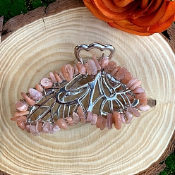 Темный Лосось Сплав клипы коготь волос, с натуральным солнечным камнем, бабочка, аксессуары для волос для женщин и девочек, темный лосось, 80x50x20 мм