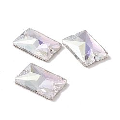 Crystal Rectangle Shape Sew on Rhinestone, K5 Glass Rhinestone, 2-Hole Link, Plated Flat Back, Sewing Craft Decoration, Crystal, 25x17x5.5mm, Hole: 1.2mm