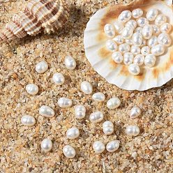 Белый 10 шт. бусин из натурального культивированного пресноводного жемчуга класса А, идея для подарка Дня матери, рисовые шарики, белые, 4~5 мм, отверстие : 0.8 мм