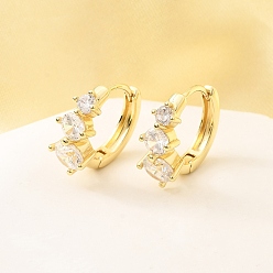 Настоящее золото 18K Латунные серьги-кольца из прозрачного кубического циркония, без свинца и без кадмия, долговечный, стойки покрытие, реальный 18 k позолоченный, 15.5x16x7 мм